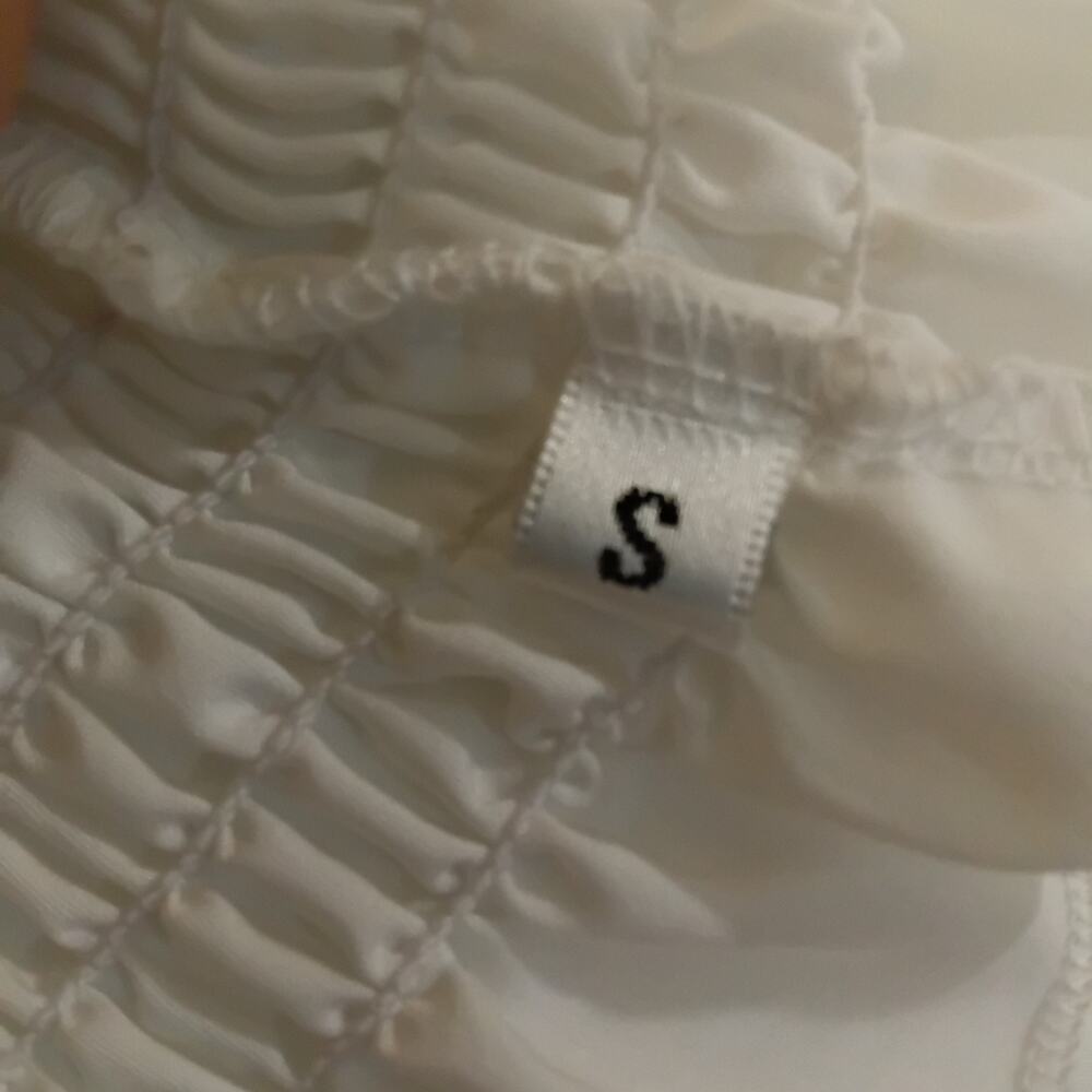 Unbranded Smocked Waist Babydoll Top Bell Sleeves Sz Small White Fairy Y2k - Picture 5 of 5
